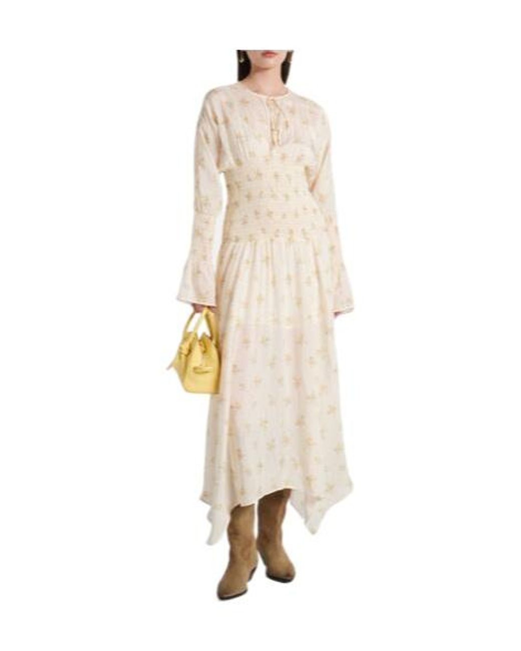 Ganni White Printed Long Dress