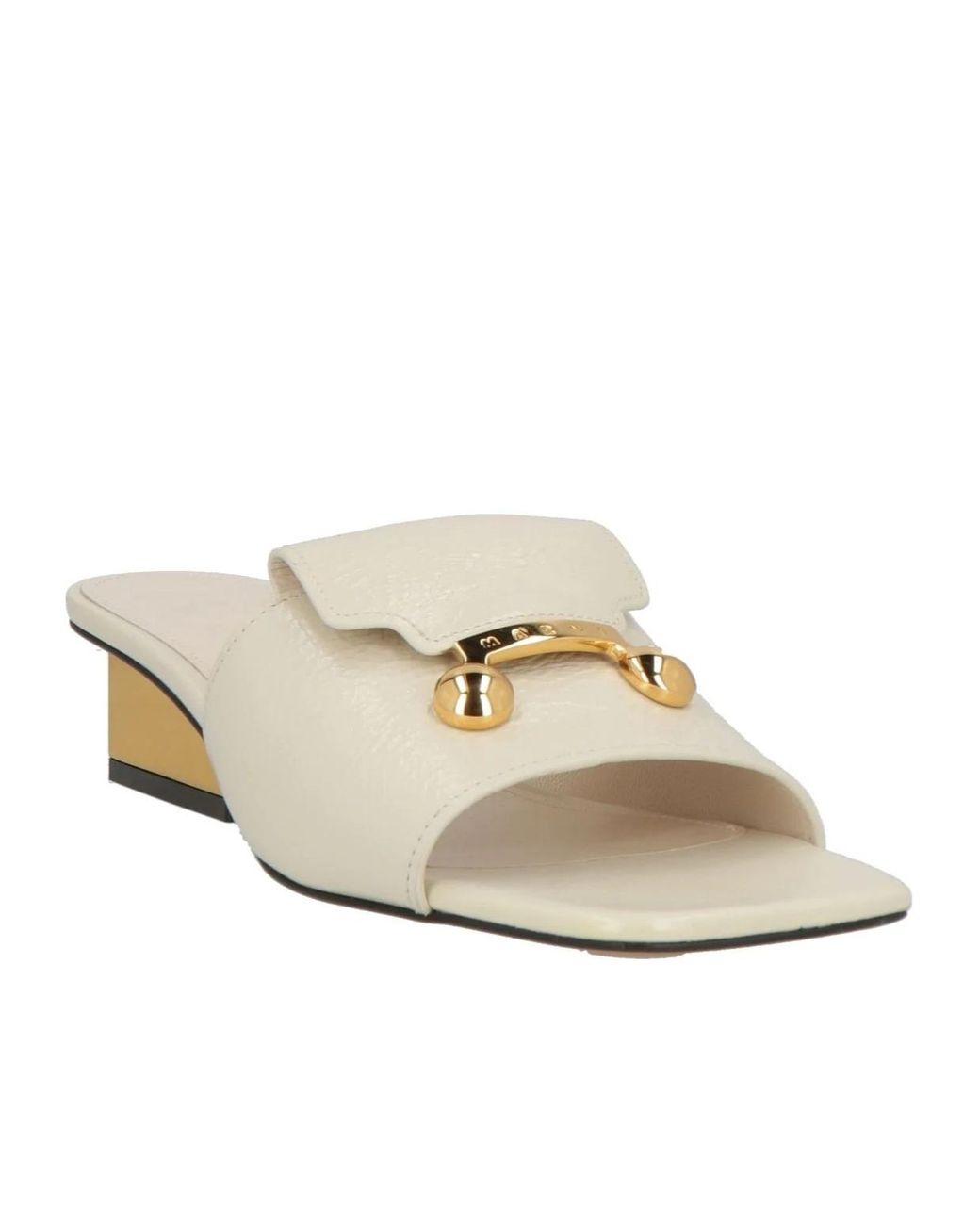 Marni White Simple Leather Slippers