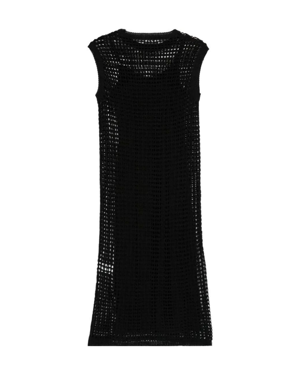 Roberto Collina Black Mesh-Knit Midi Dress
