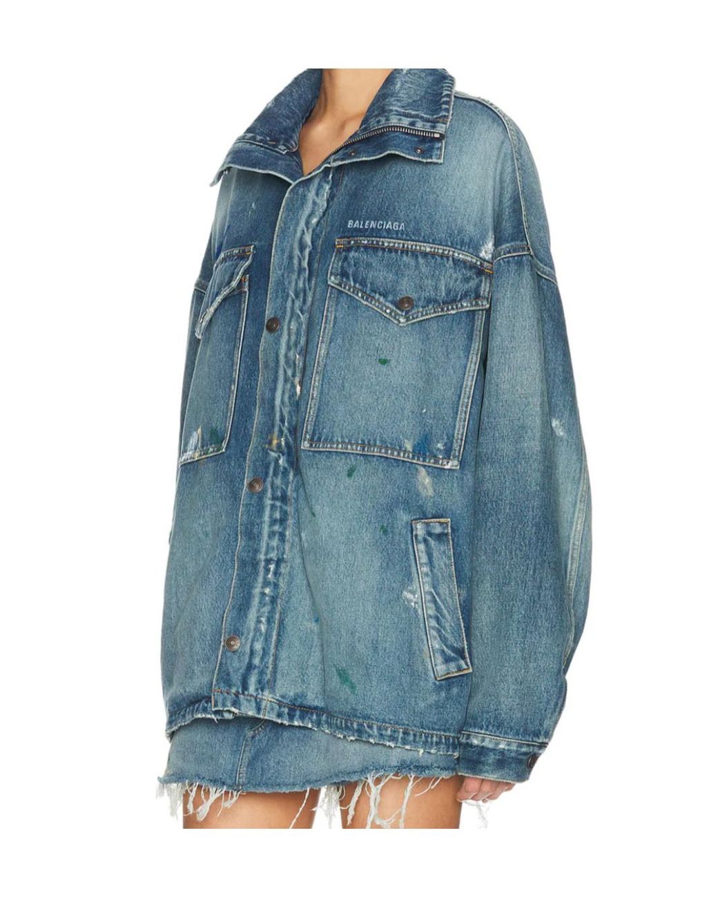 Balenciaga Blue Long-Sleeved Denim Jacket