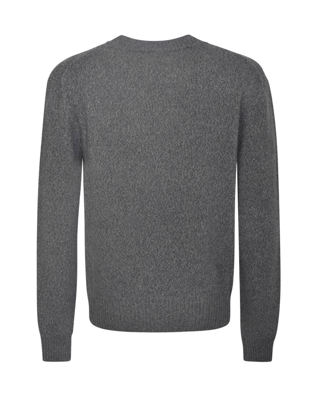 AMI Gray Ami De Coeur Logo-Embroidered Knitted Jumper for men