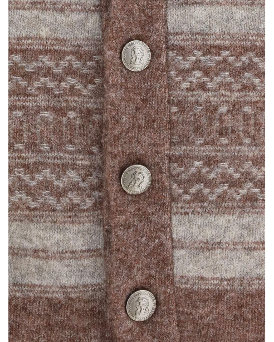 Brunello Cucinelli Brown Shawl Collared Knitted Cardigan for men