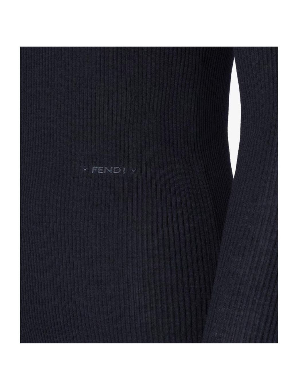 Fendi Blue Wool Ribbed Sweater