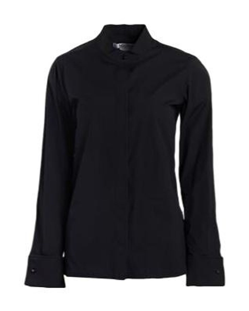 Max Mara Black Stand-Collar Button-Down Long-Sleeve Shirt