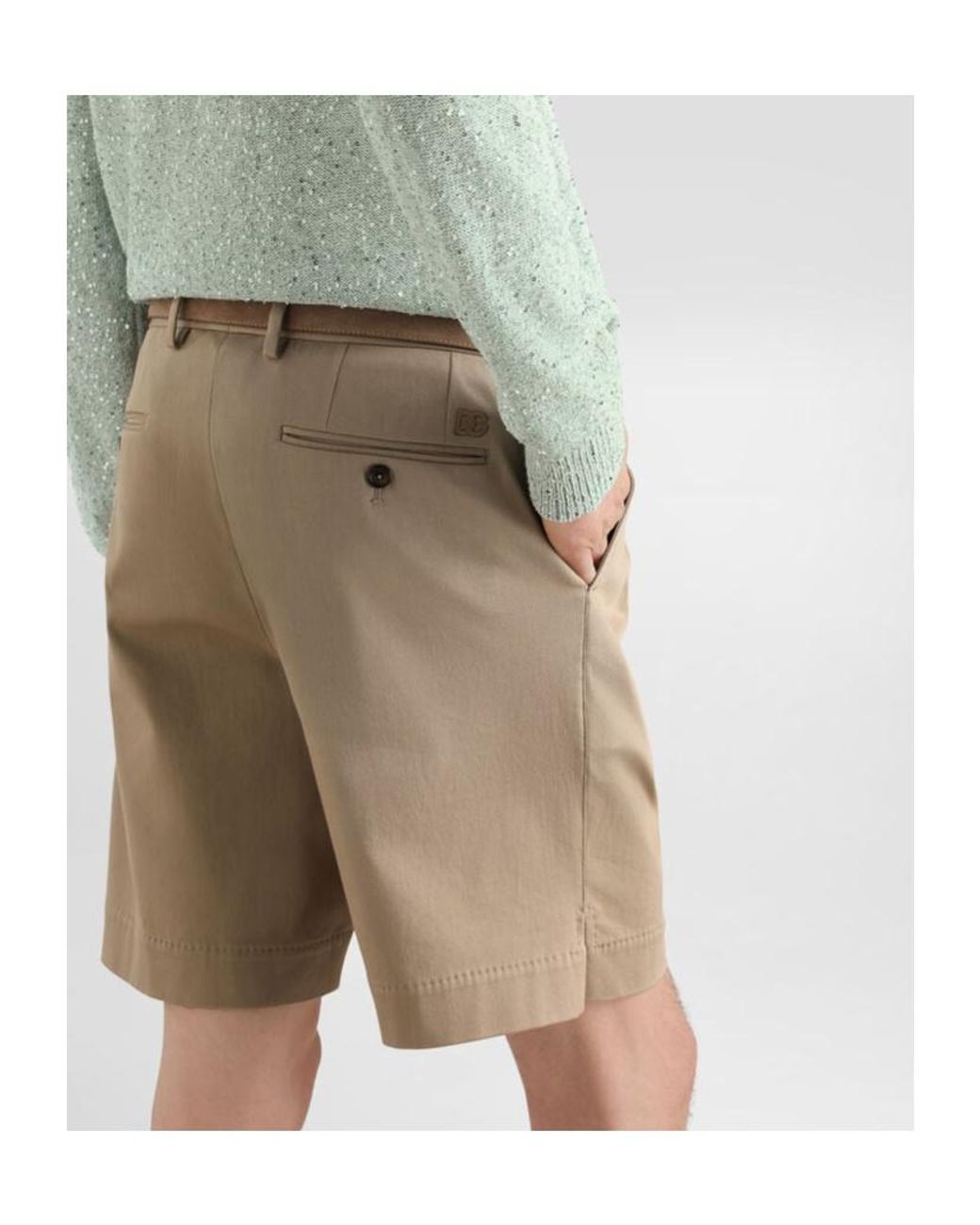 Dolce & Gabbana Natural Pleated Tailored Shorts for men