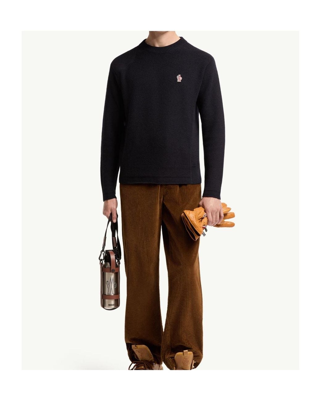 Moncler Blue Grenoble Logo-Patch Crewneck Jumper for men