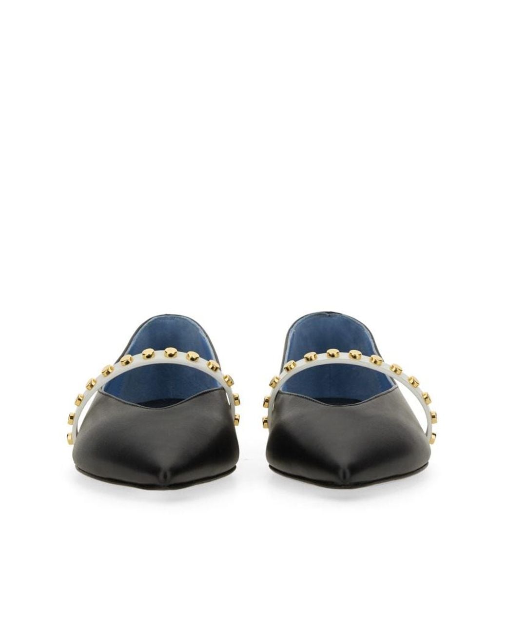 McQueen Black Pointed-Toe Embellished Flats