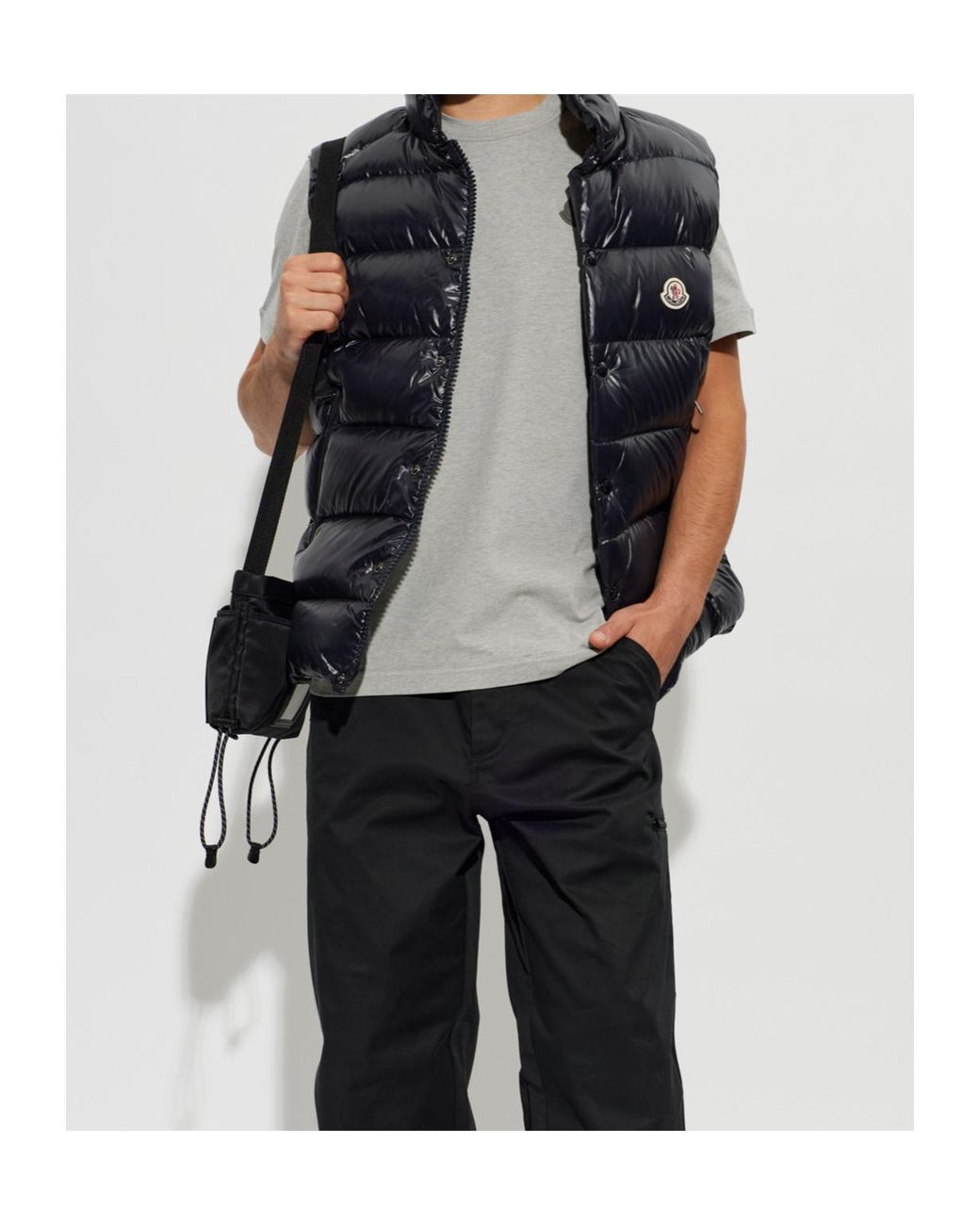 Moncler Gray Logo Patch Crew-Neck T-Shirt for men