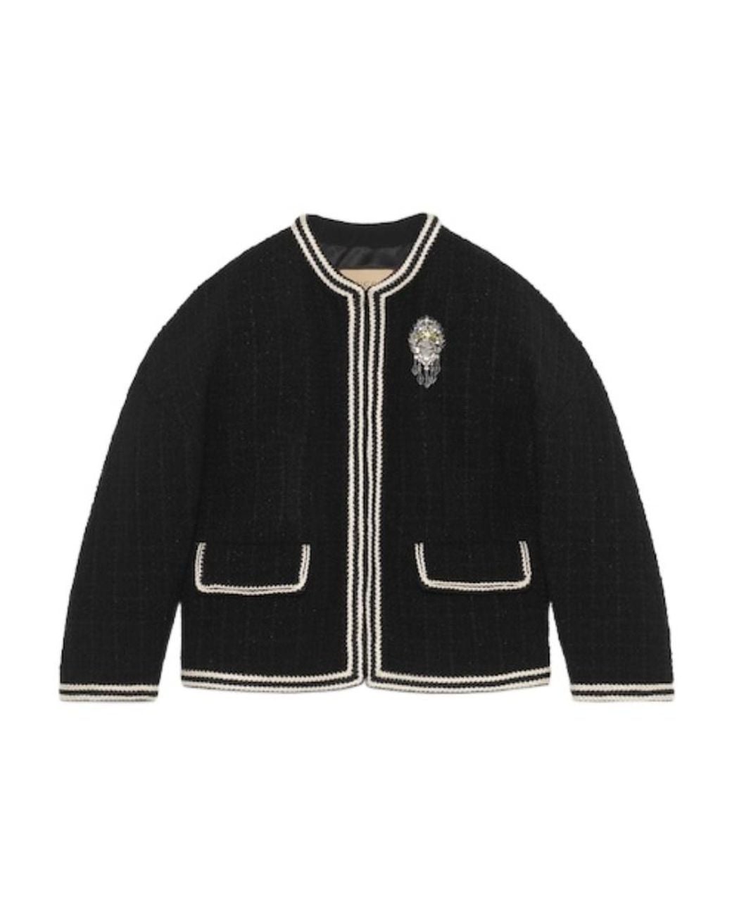 Gucci Black Interlocking G Tweed Jacket
