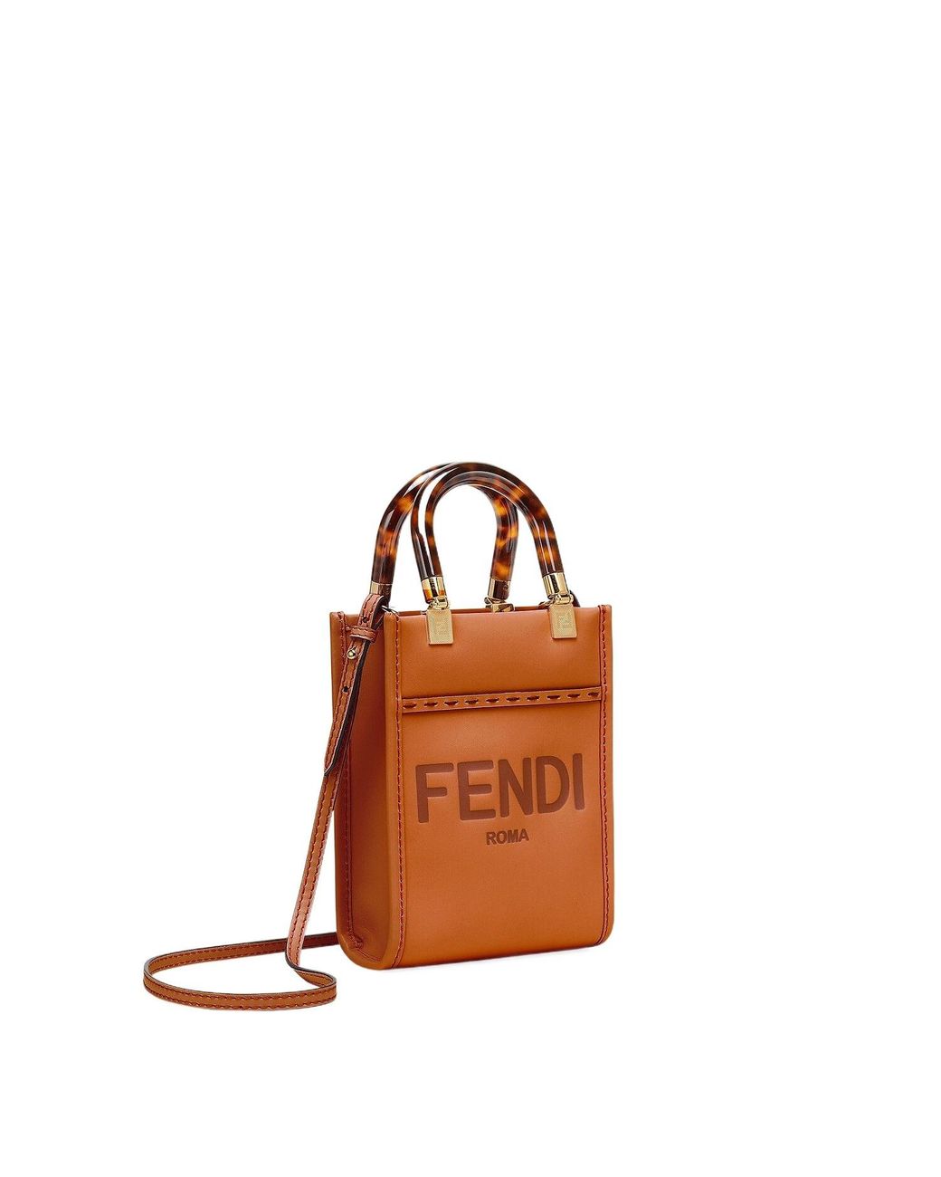 Fendi Brown Sunshine Mini Shopper Tote Bag
