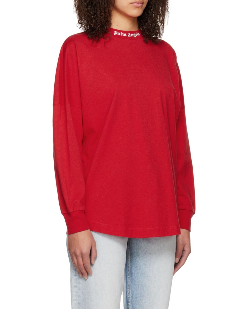 Palm Angels Red Logo-Print Cotton T-Shirt