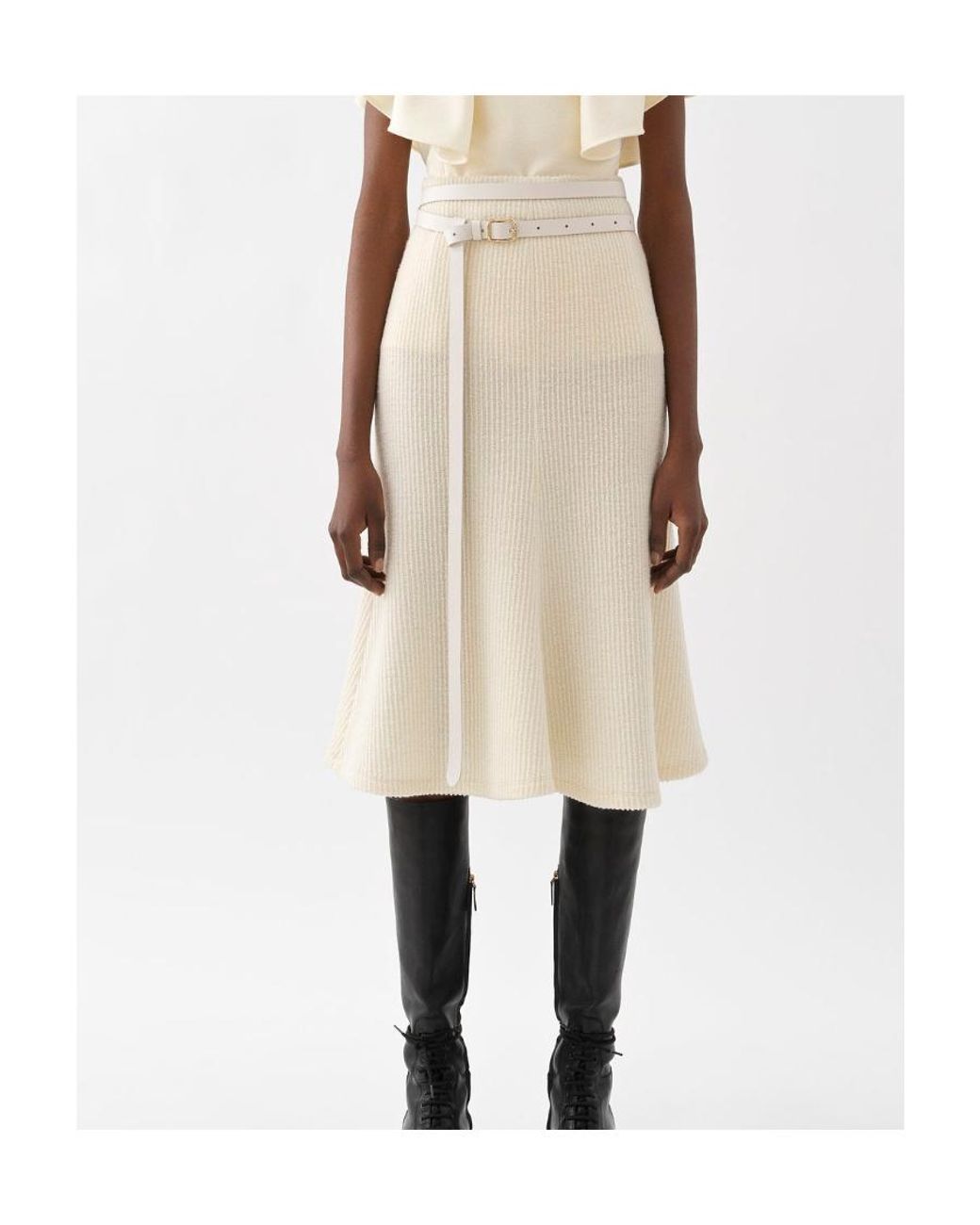 Chloé White Trumpet Mid-Length Skirt