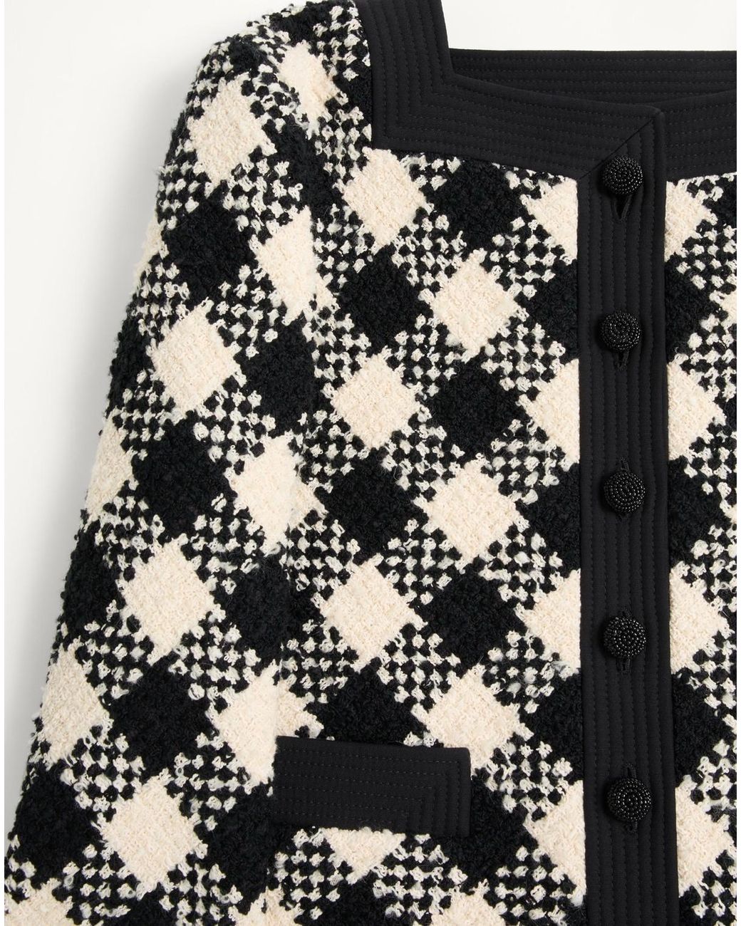 Valentino Black Damier Button-Up Tweed Jacket