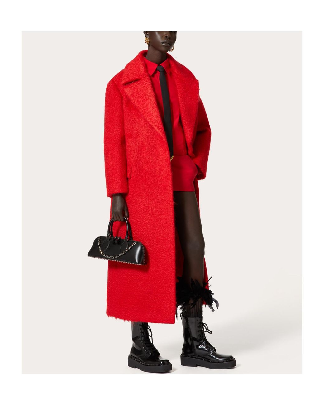 Valentino Red Peak-Lapels Straight Hem Coat