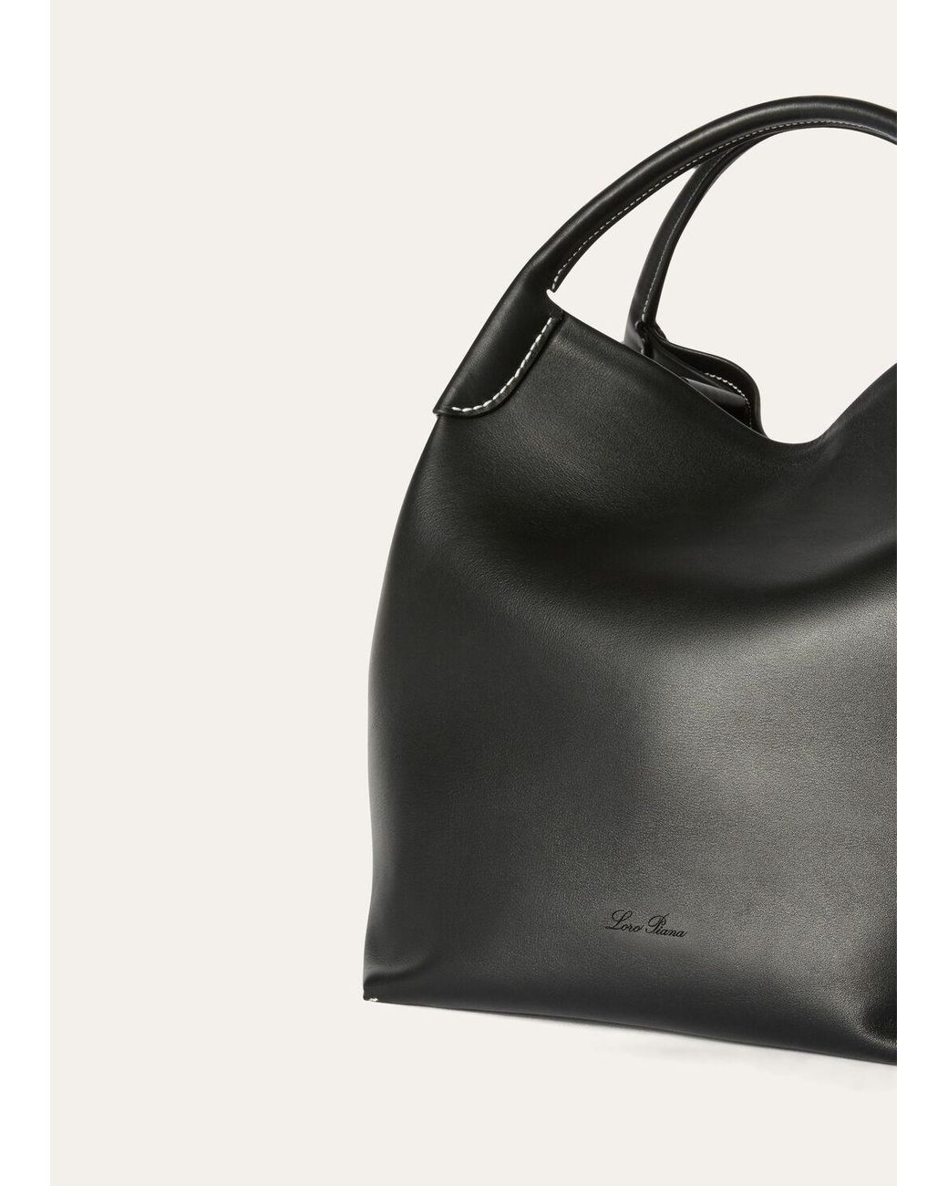 Loro Piana Black Bale Double-Handle Tote Bag