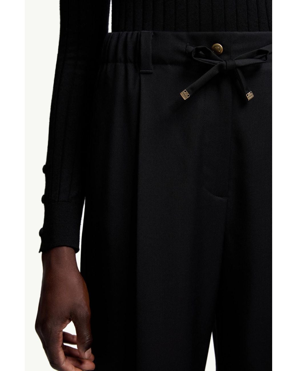 Moncler Black Wool Gabardine Tailored Trousers