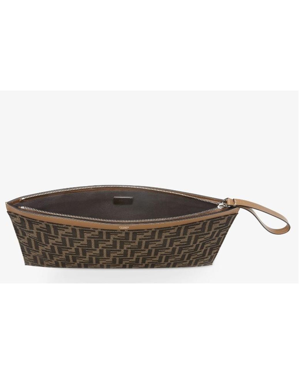 Fendi Gray Ff Large Flat Pouch for men