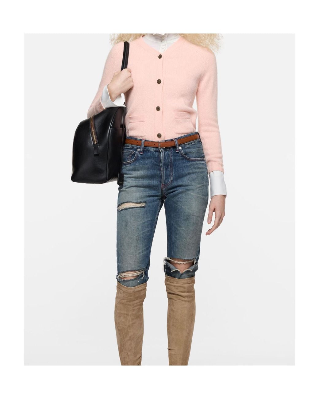 Acne Pink Cashmere V-Neck Cardigan