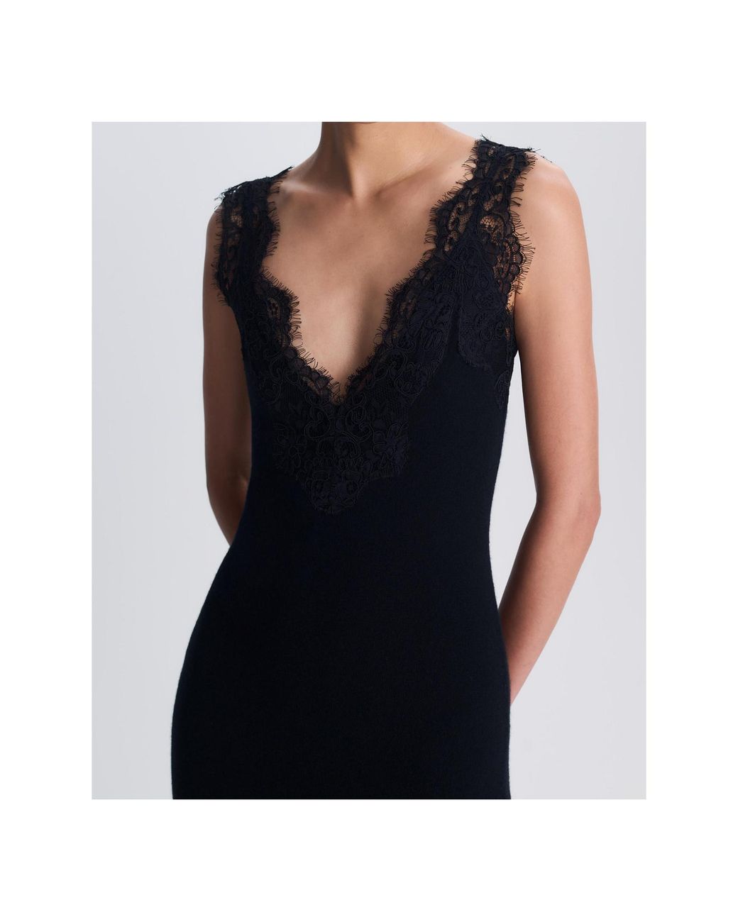 Jonathan Simkhai Black Lace And Cashmere Midi Dress
