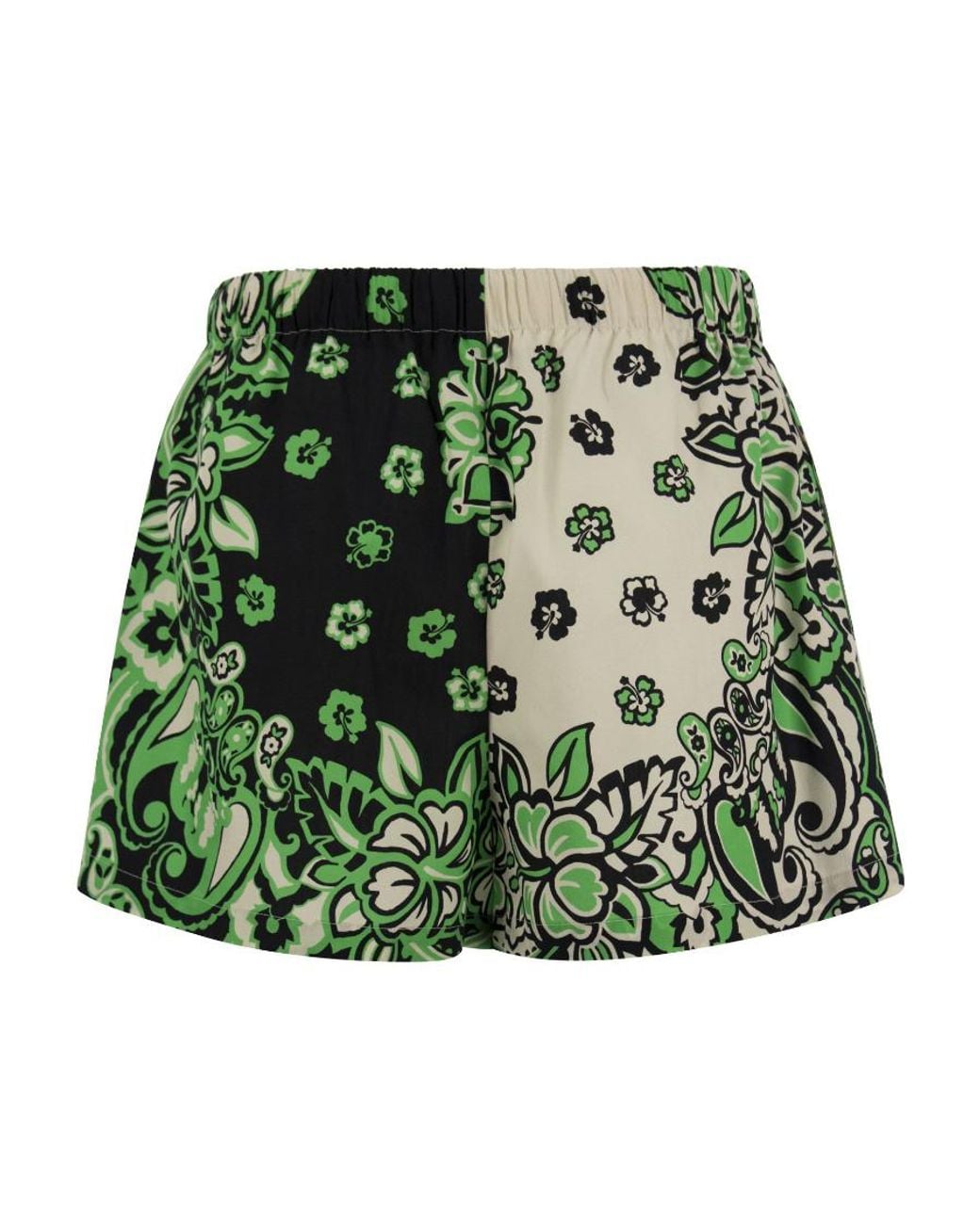 RED Valentino Green Bandana Printed Drawstring Shorts