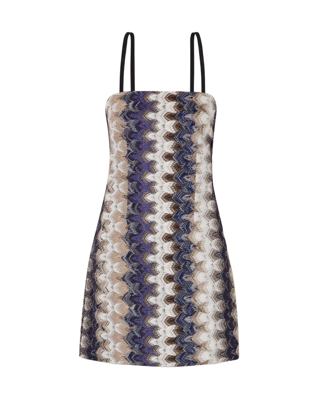 Missoni Blue Striped Metallic Crochet-Knit Mini Dress