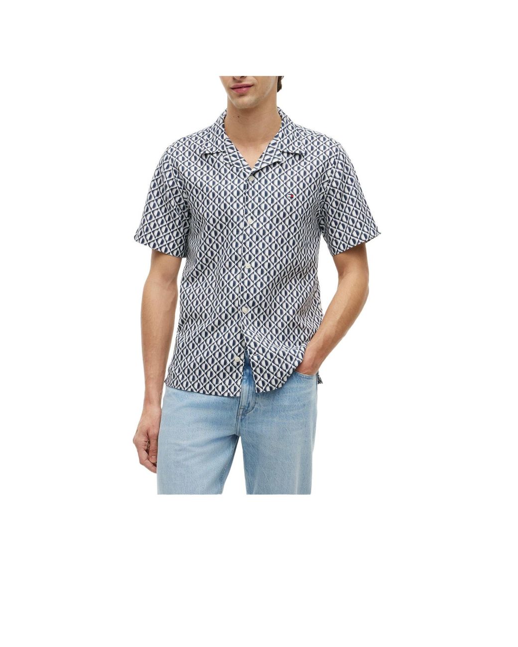 Tommy Hilfiger Blue Shortsleeve Printed Shirt for men