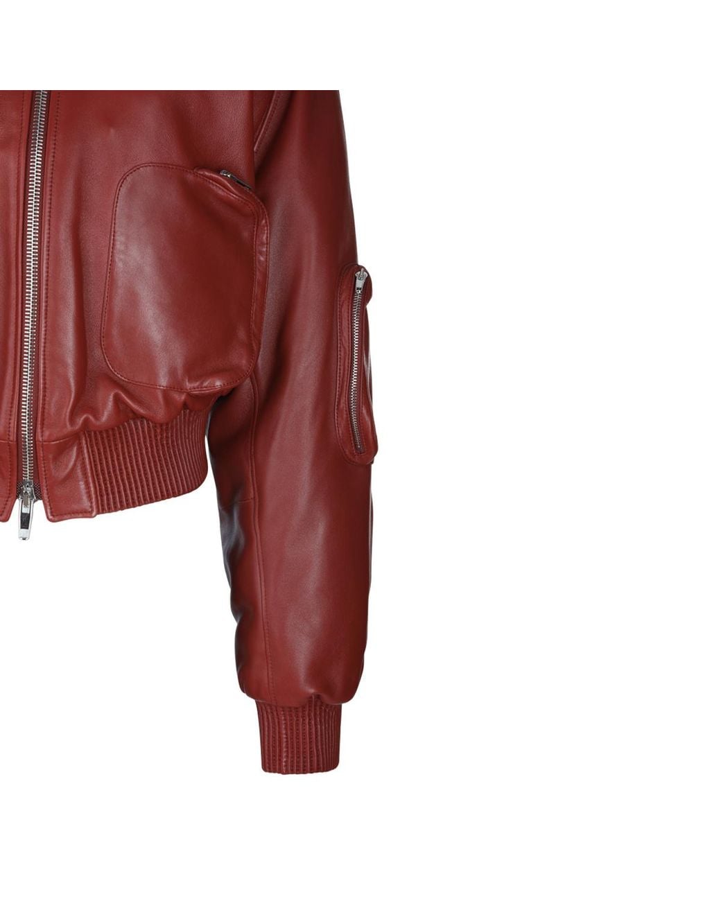 Phoebe Philo Red Zip-Front Leather Bomber Jacket