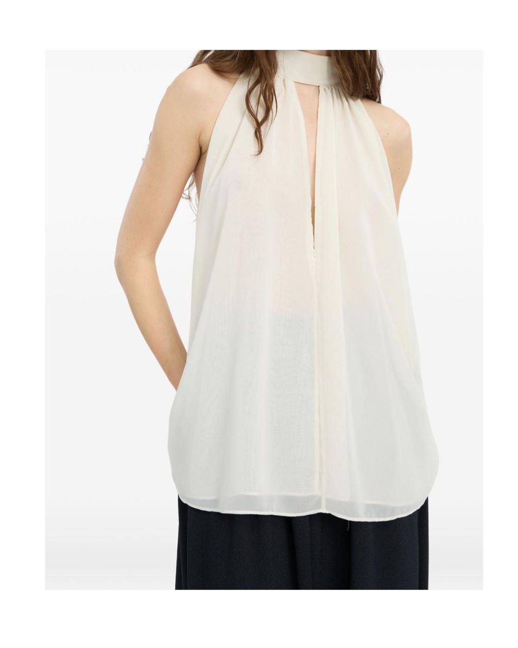 ROTATE BIRGER CHRISTENSEN White Pleated Halterneck Top