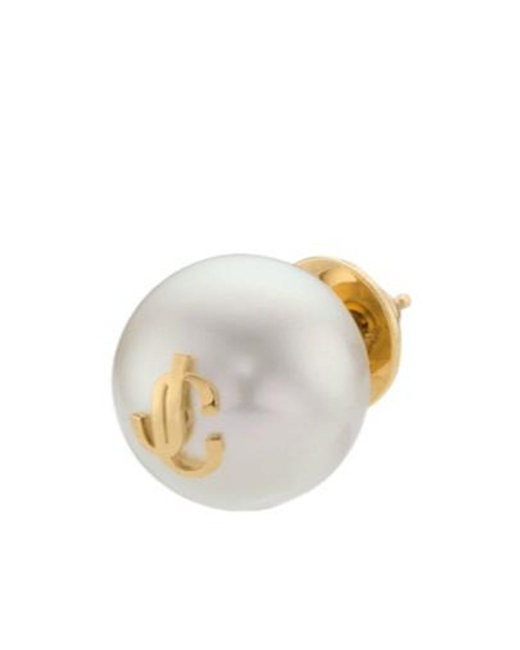 Jimmy Choo White Logo Detailed Pearl Stud