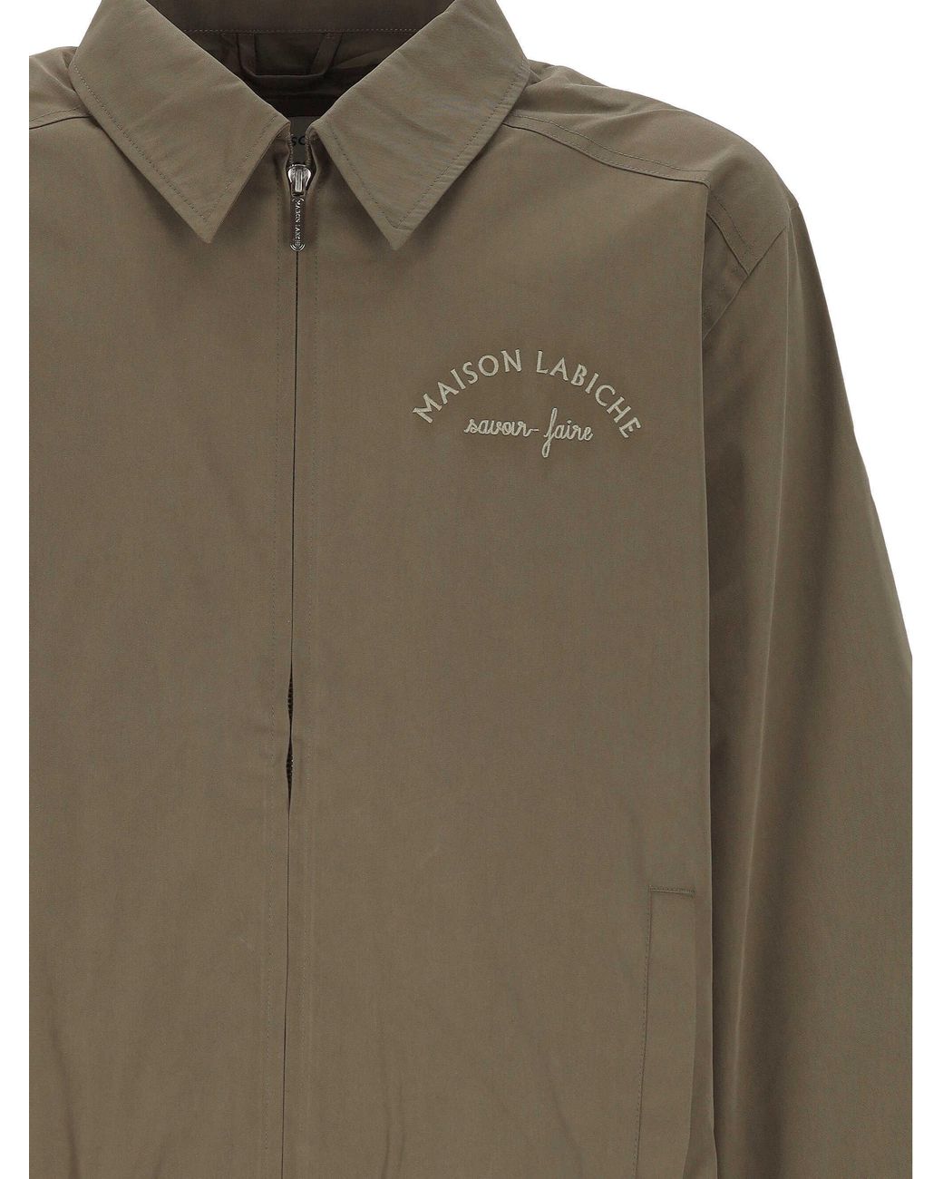 Maison Labiche Green Logo-Embroidered Zip-Up Bomber Jacket for men
