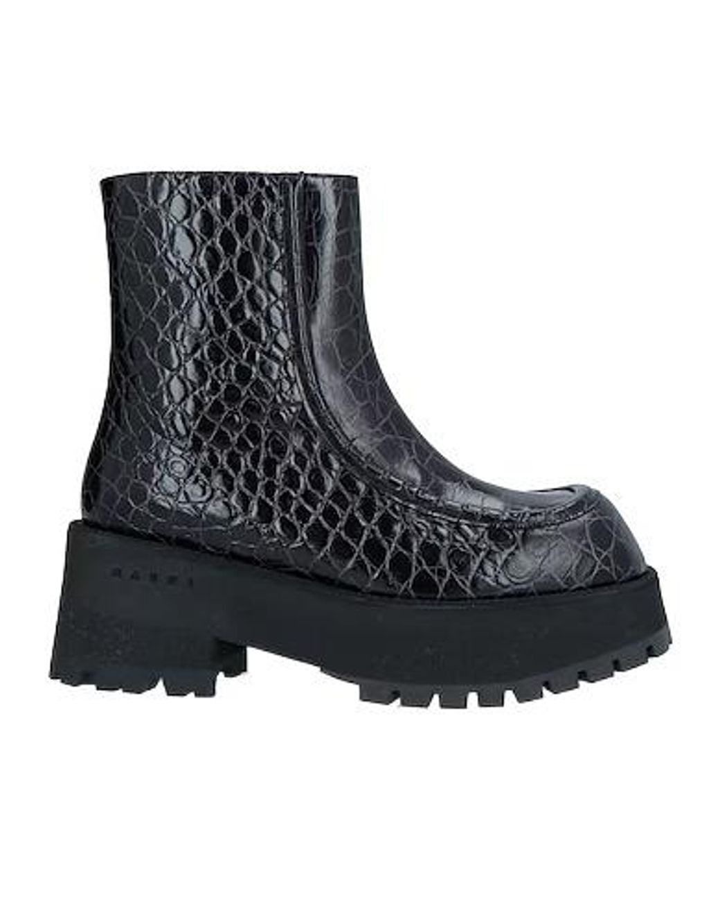 Marni Black Croc Print Platform Boots