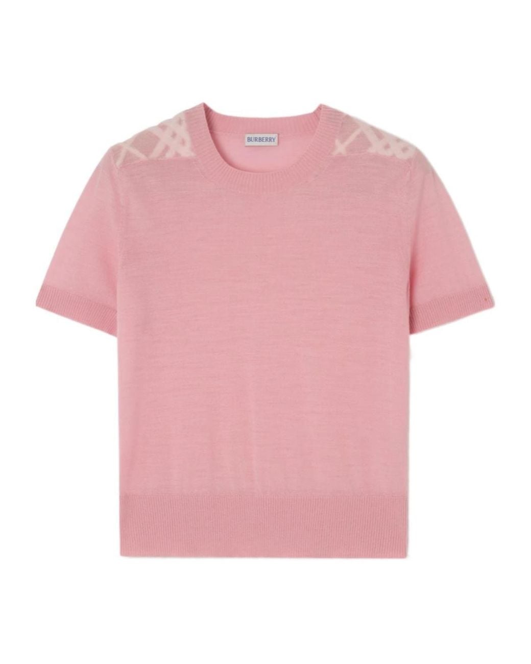 Burberry Pink Check Panel Knit Top
