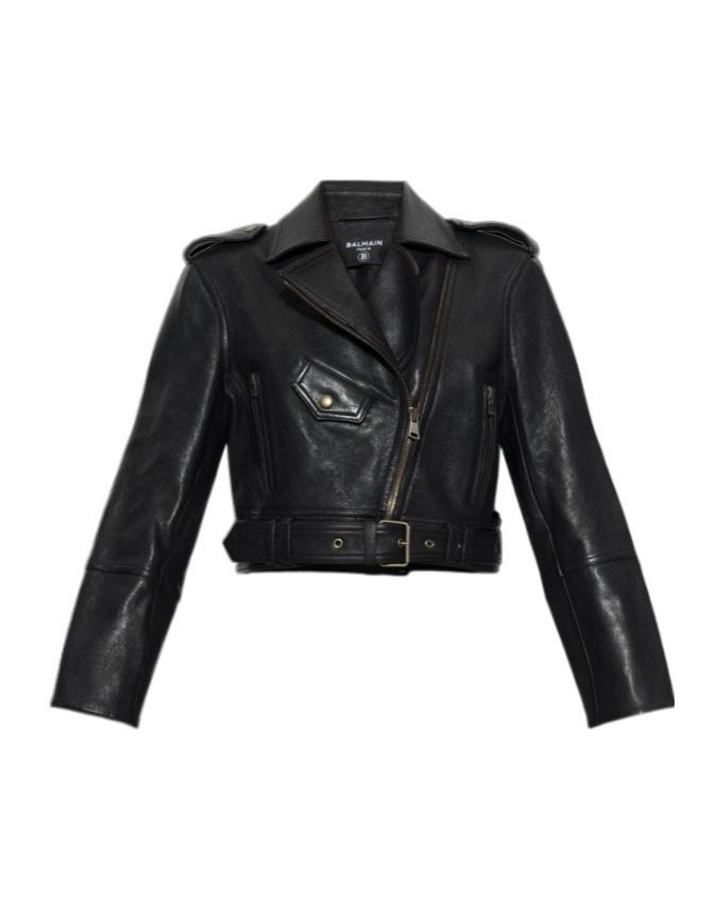 Balmain Black Belted Biker Leather Jacket