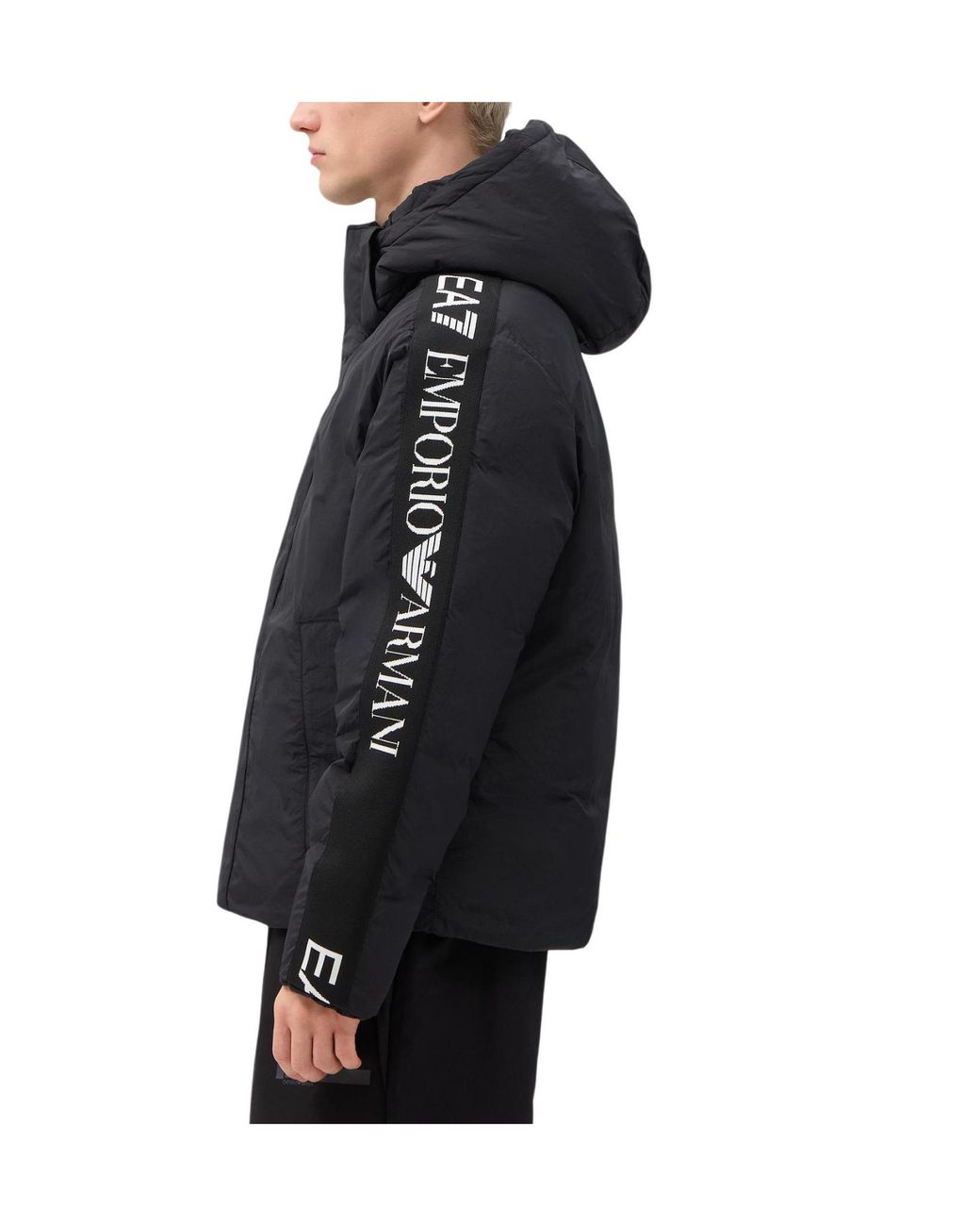 EA7 Blue Oversized Fit Padded Hooded Bomber Jacket for men