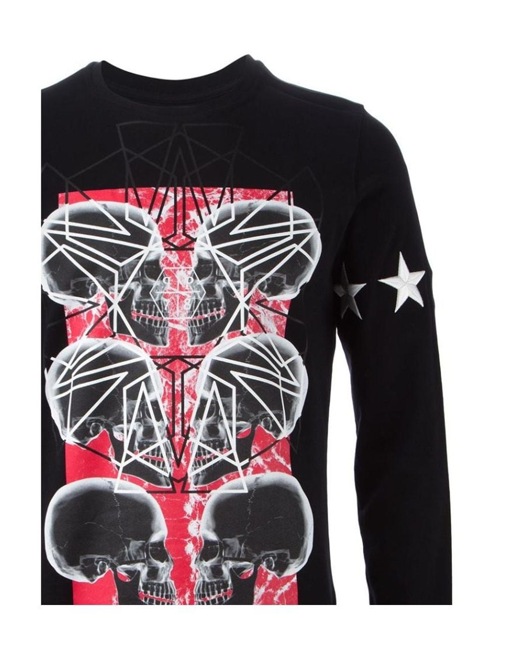 Philipp Plein Black Round Collar And Long-Sleeved T-Shirt for men
