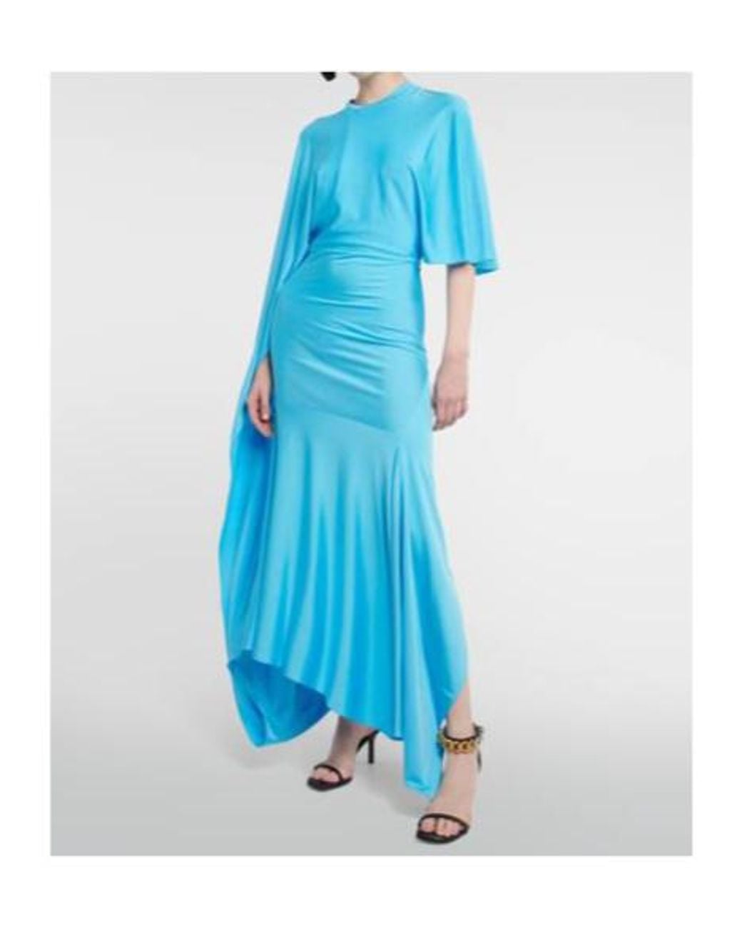 Stella McCartney Blue Draped Asymmetric Maxi Dress