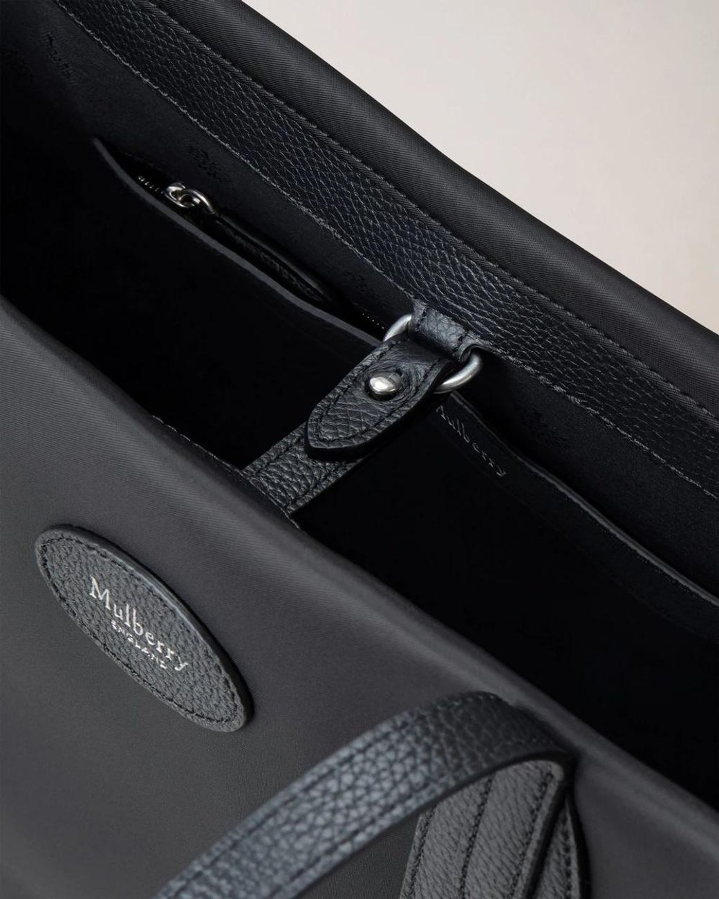 Mulberry Black Logo Patch Top Handle Bag
