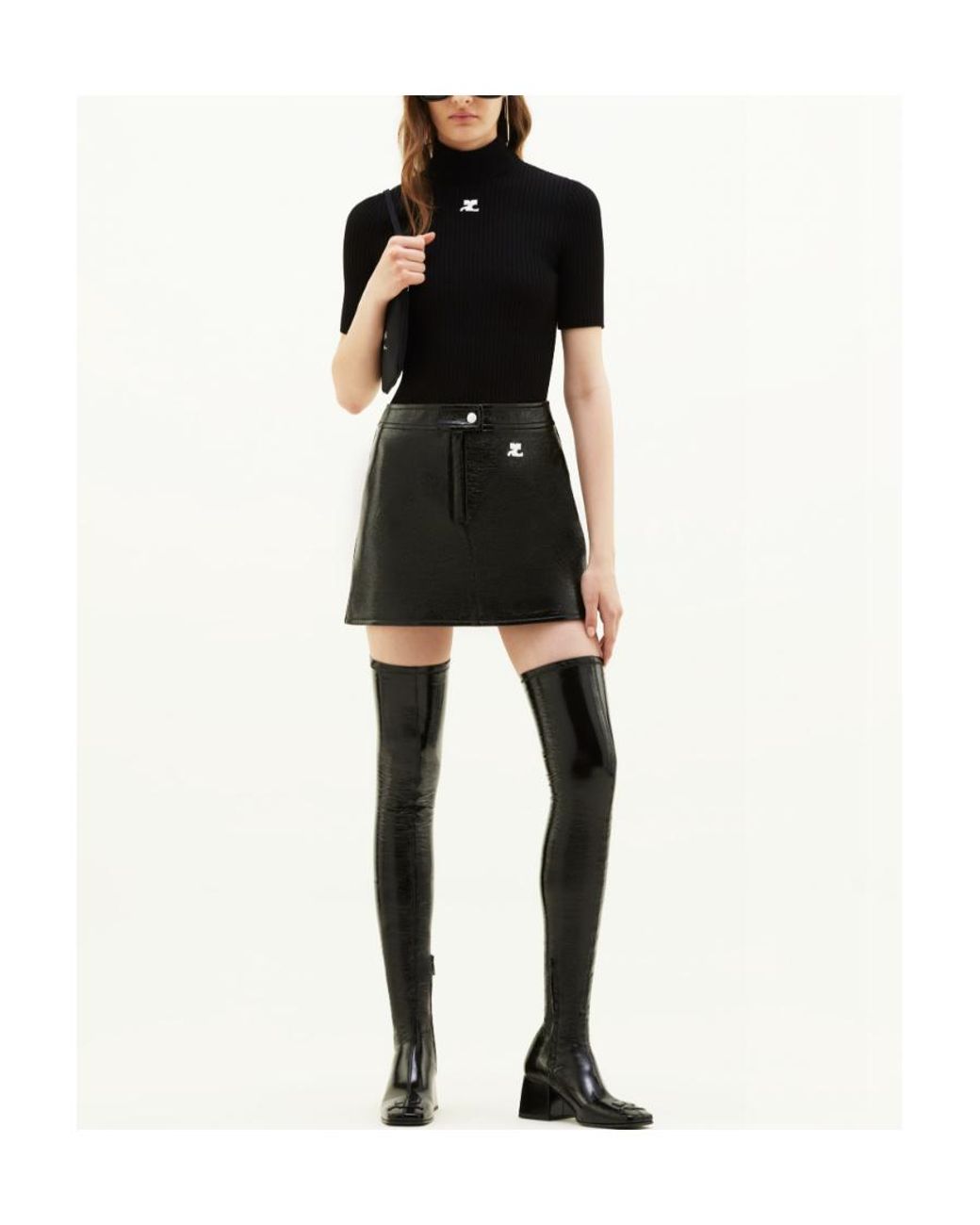 Courreges Black Courrèges Reedition Logo Patch Mini Skirt