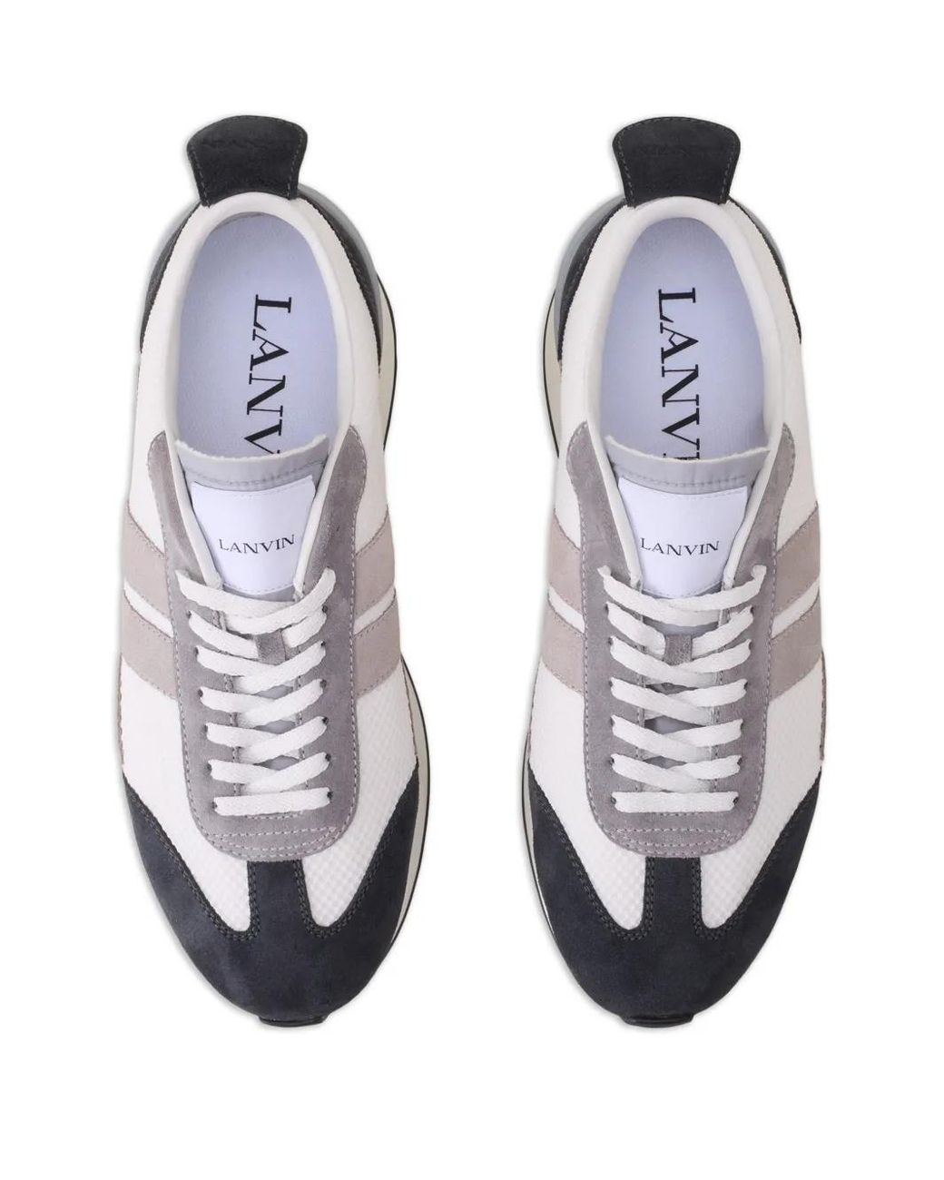Lanvin White Bumper Striped Lace-Up Sneakers for men