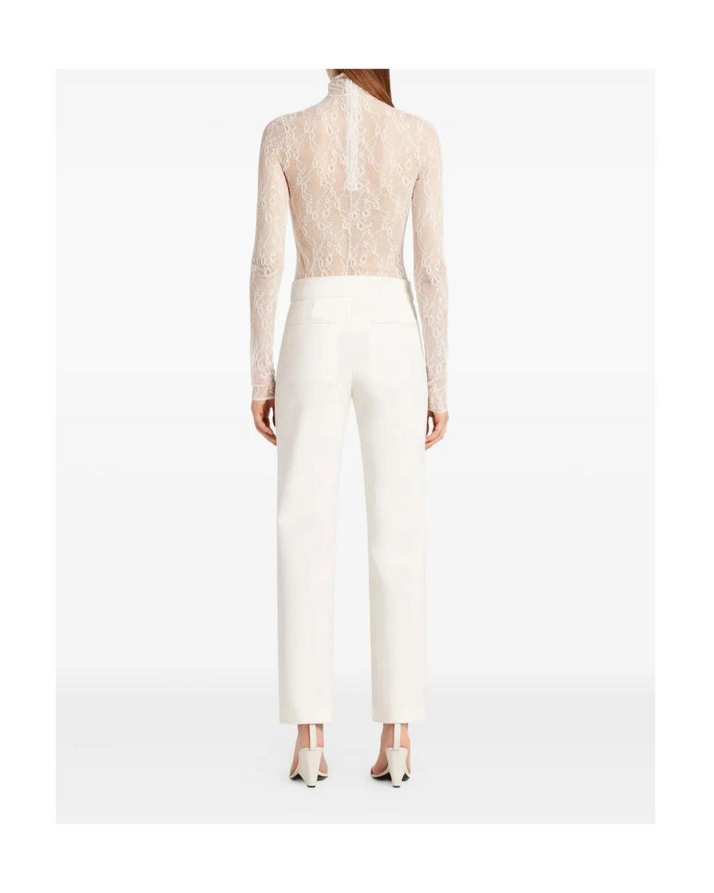 Courreges White Lace Turtleneck Top