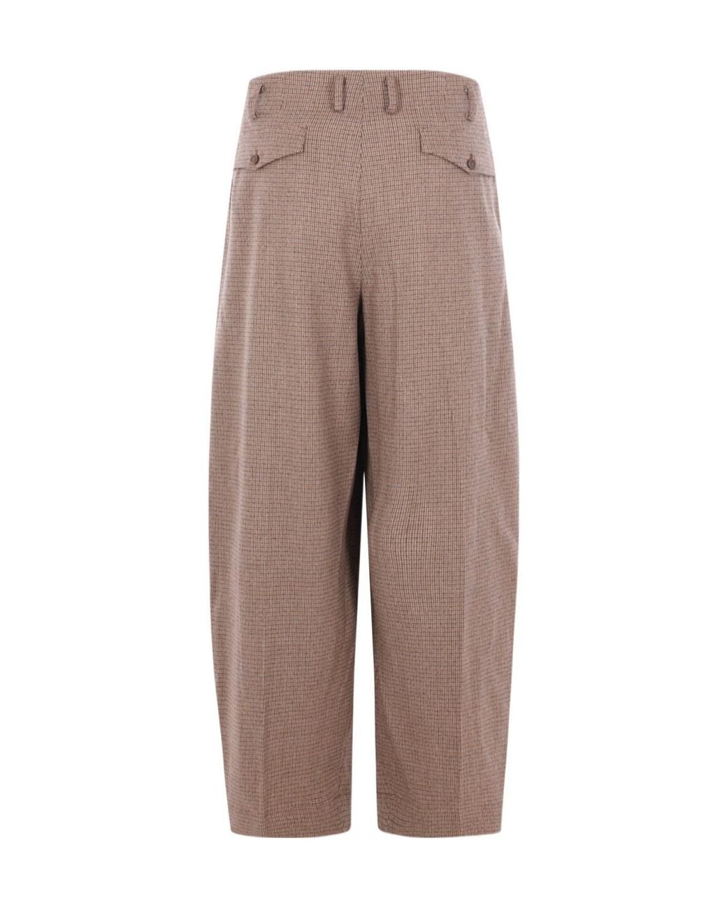 Hed Mayner Brown Micro-Check Pleated Trousers for men