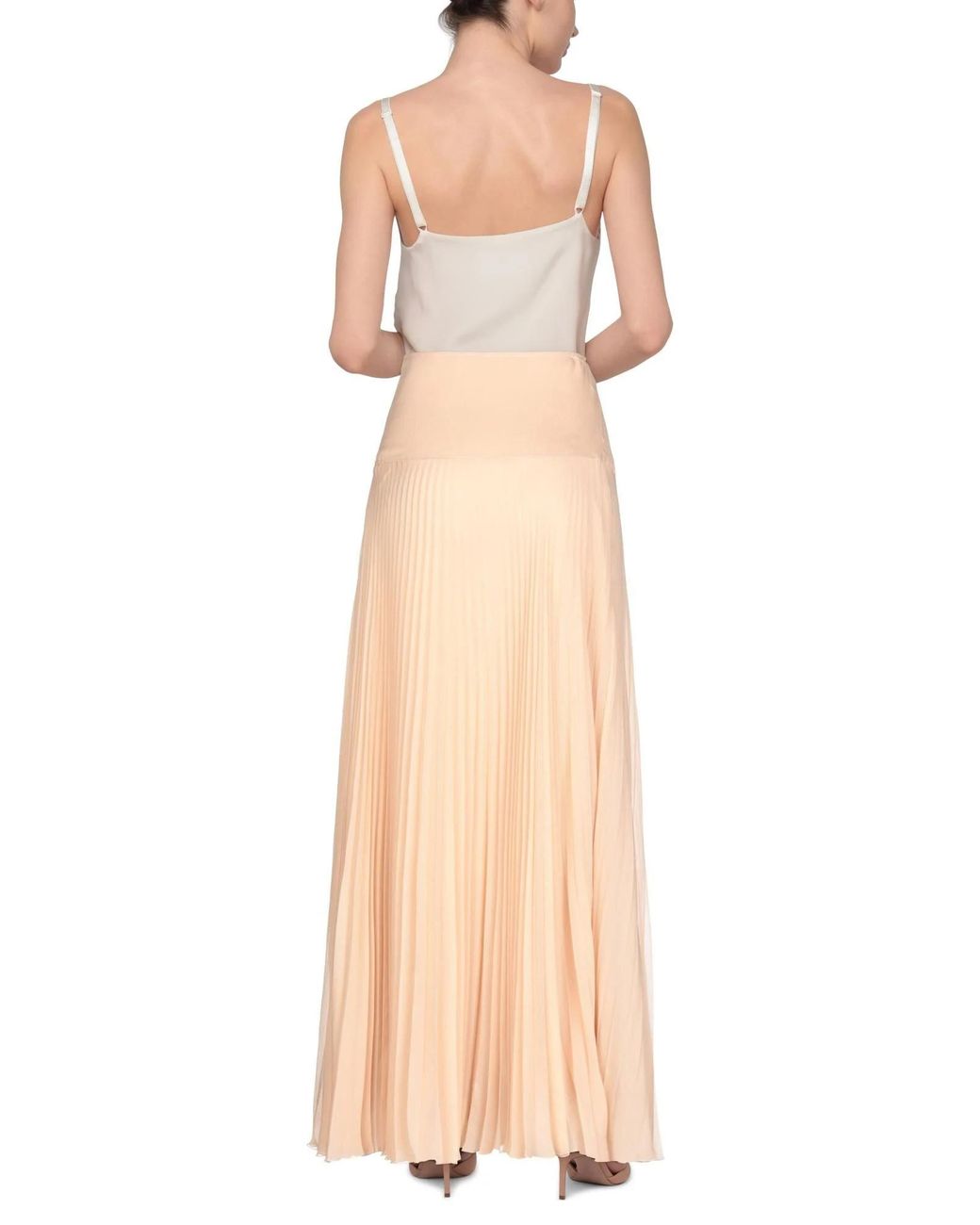 Chloé Natural Solid Color Chiffon Midi Skirt