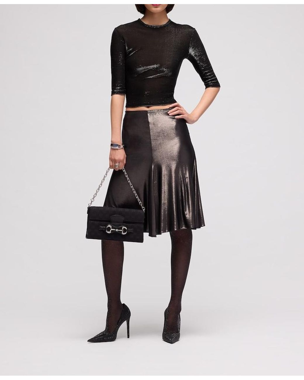Gucci Black Jersey Top With Iridescent Effect