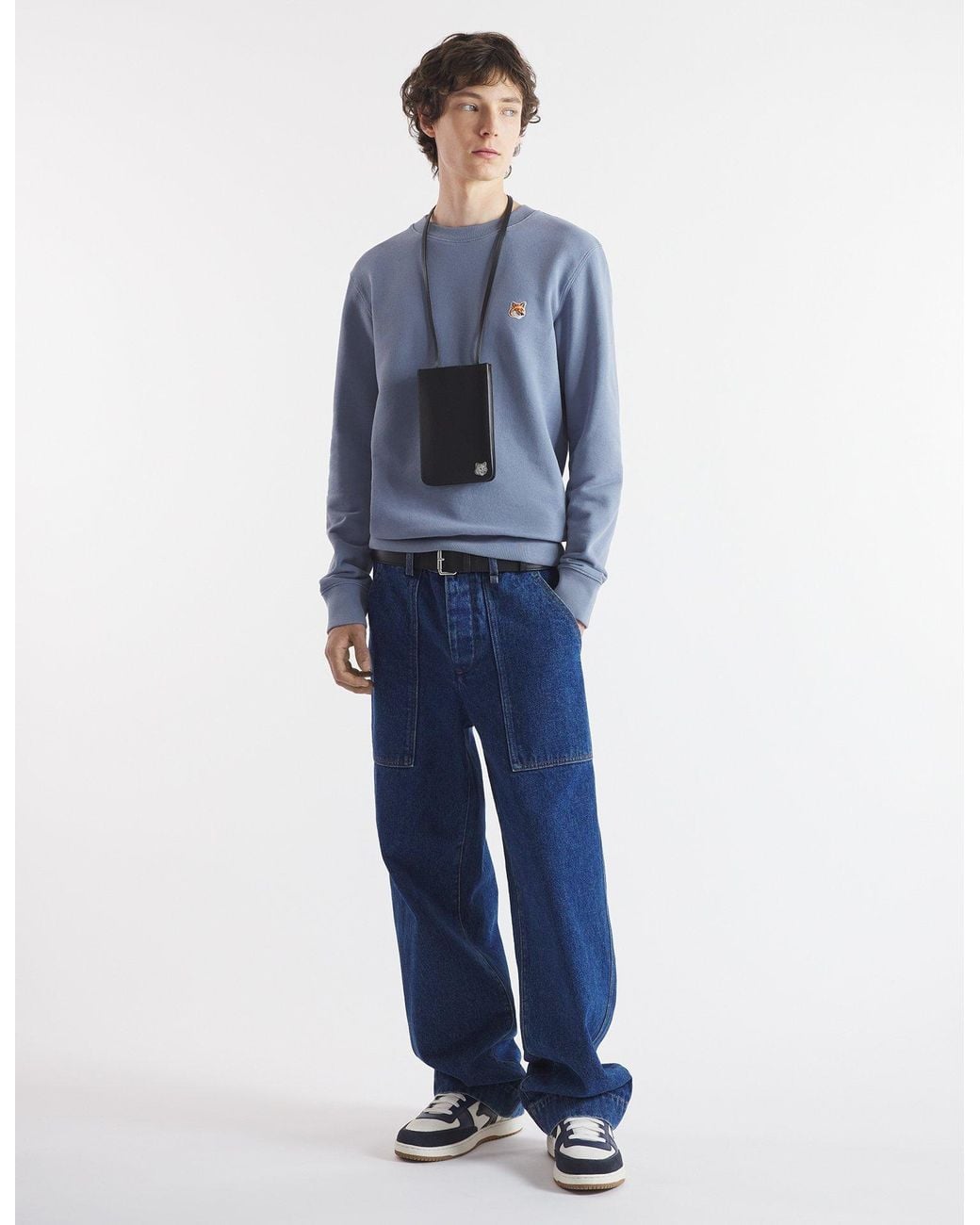 Maison Kitsuné Blue Maison Kitsuné Fox Head Patch Crewneck Sweatshirt for men