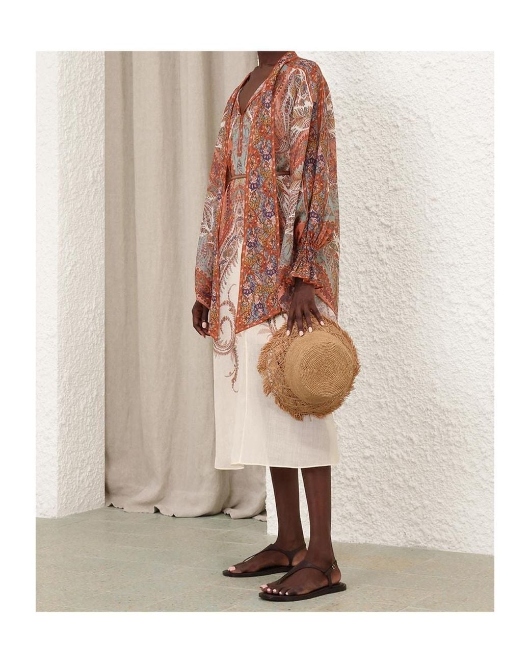 Zimmermann Multicolor Rhiannon Belted Midi Dress