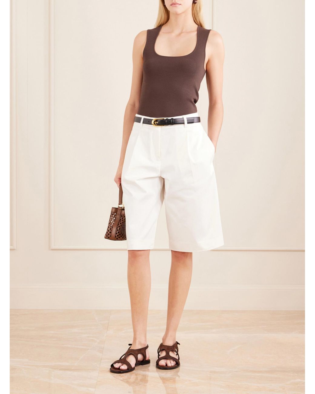 Matteau White Cotton-Blend Twill Shorts