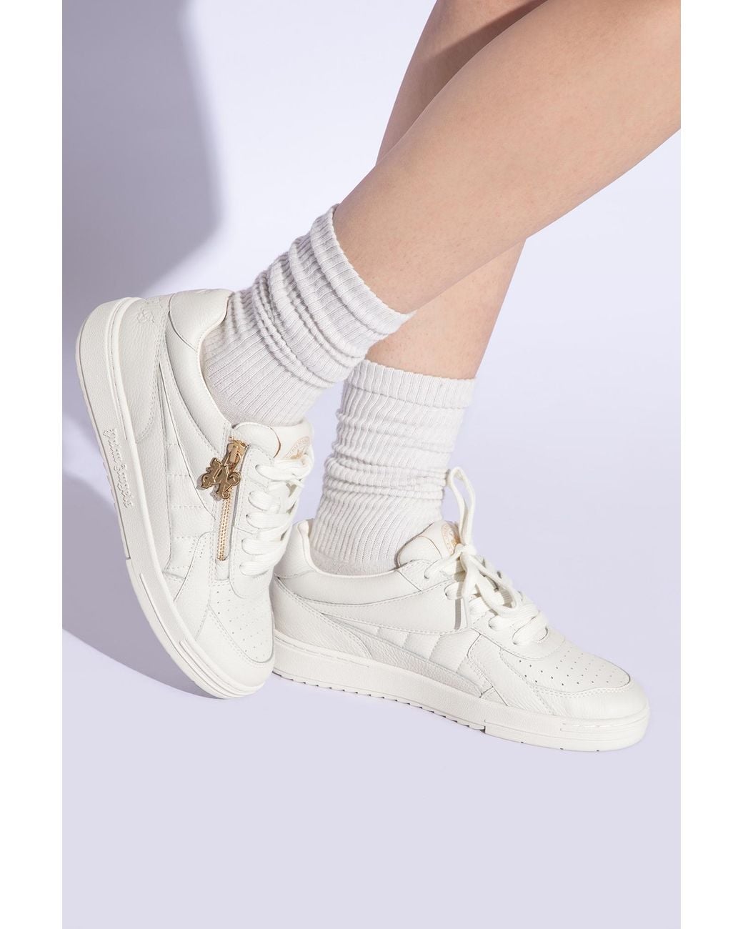 Palm Angels University Logo Plaque Sneakers in White | Lyst