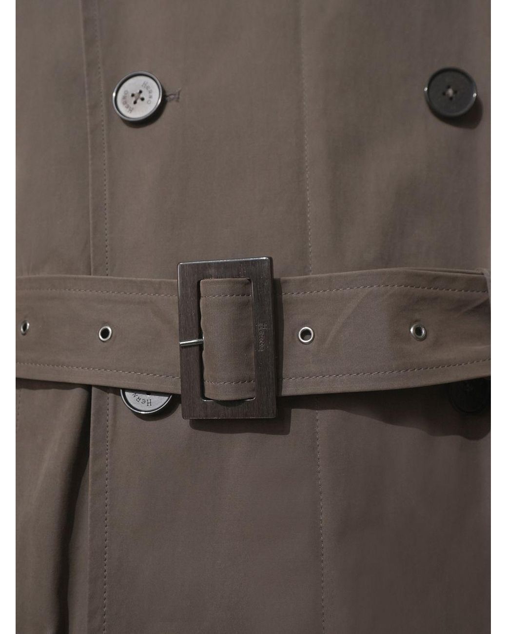 Herno Gray Double-Breasted Belted Coat for men