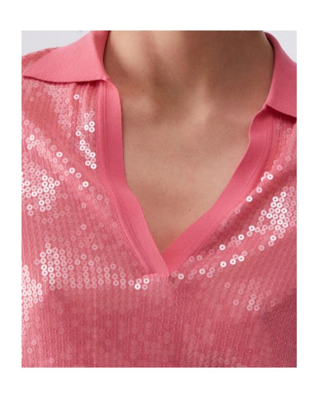 Liu Jo Blue Sequin V-Neck Sweater