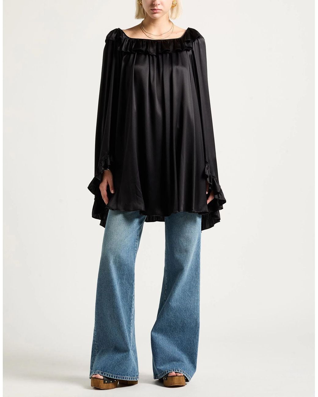 Chloé Black Solid-Color Satin Dress